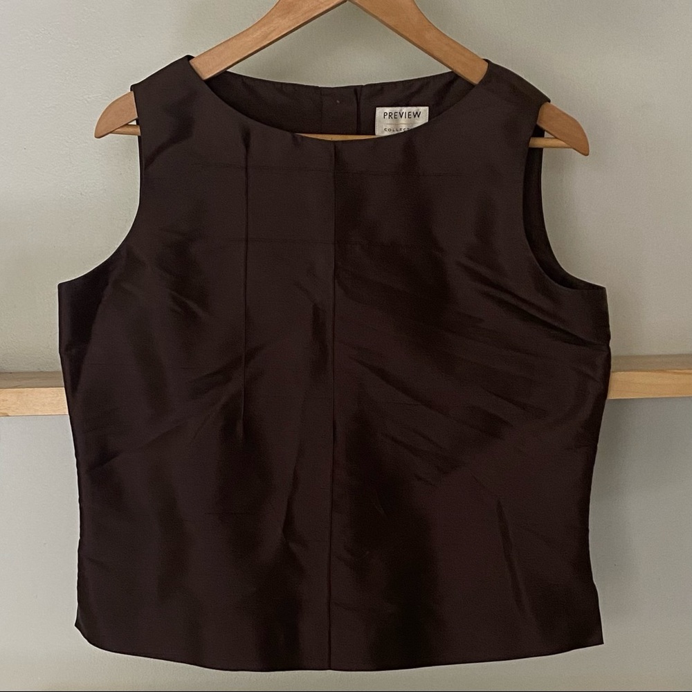 Silk deep brown silk shell top.
